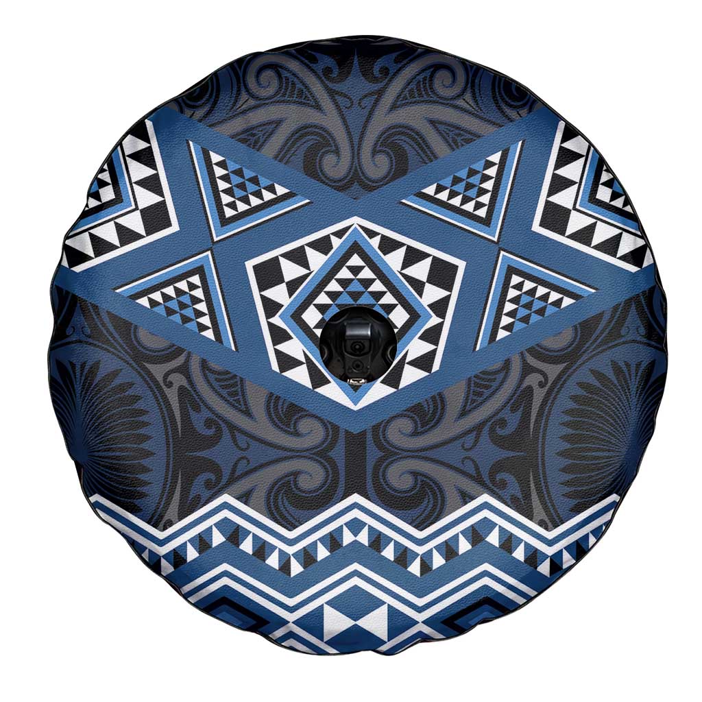 New Zealand Aotearoa Spare Tire Cover Blue Taniko Art Maori Pattern LT05 - Polynesian Pride