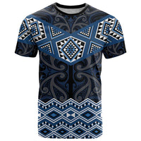 New Zealand Aotearoa T Shirt Blue Taniko Art Maori Pattern LT05 Blue - Polynesian Pride