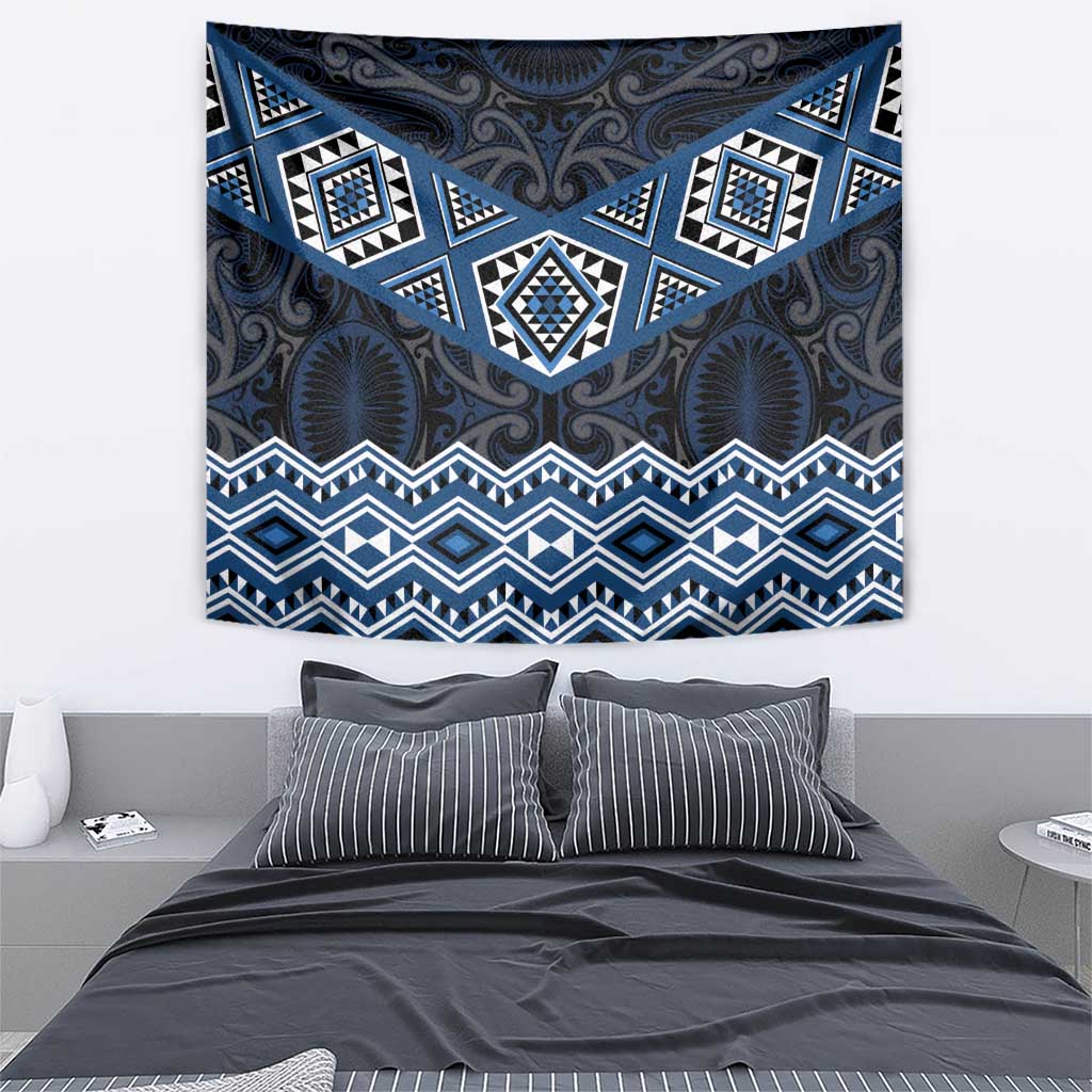 New Zealand Aotearoa Tapestry Blue Taniko Art Maori Pattern LT05 - Polynesian Pride