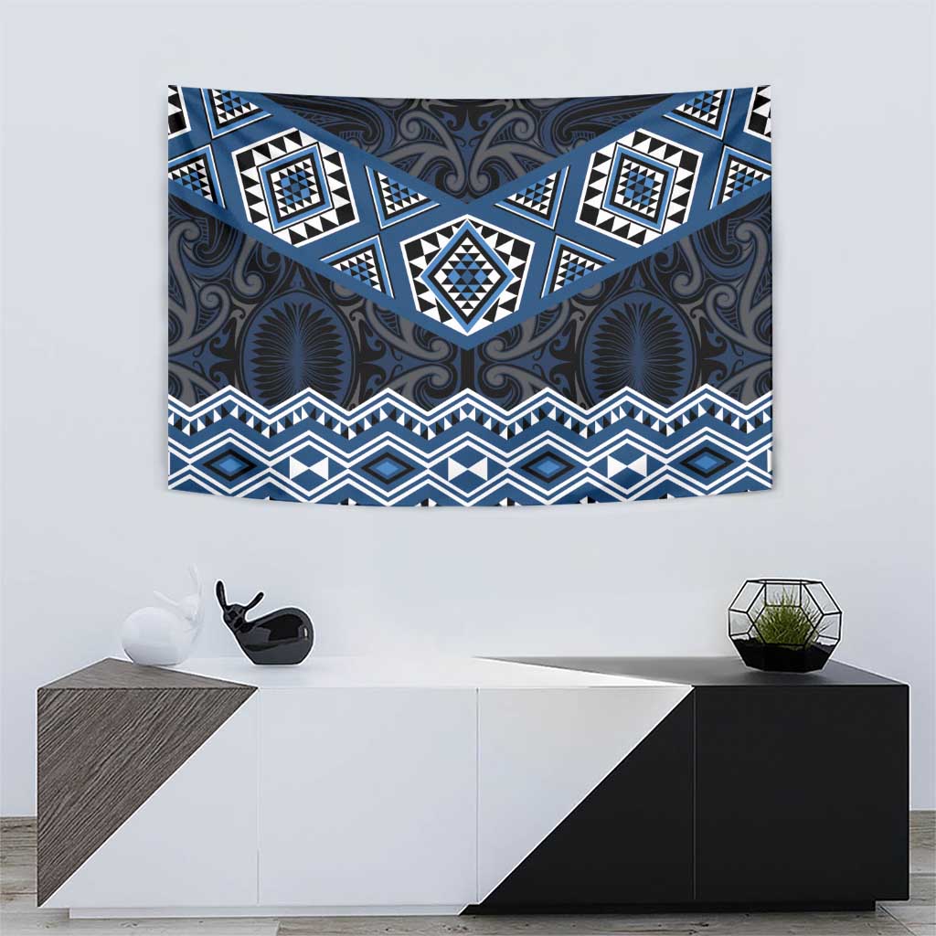 New Zealand Aotearoa Tapestry Blue Taniko Art Maori Pattern LT05 - Polynesian Pride