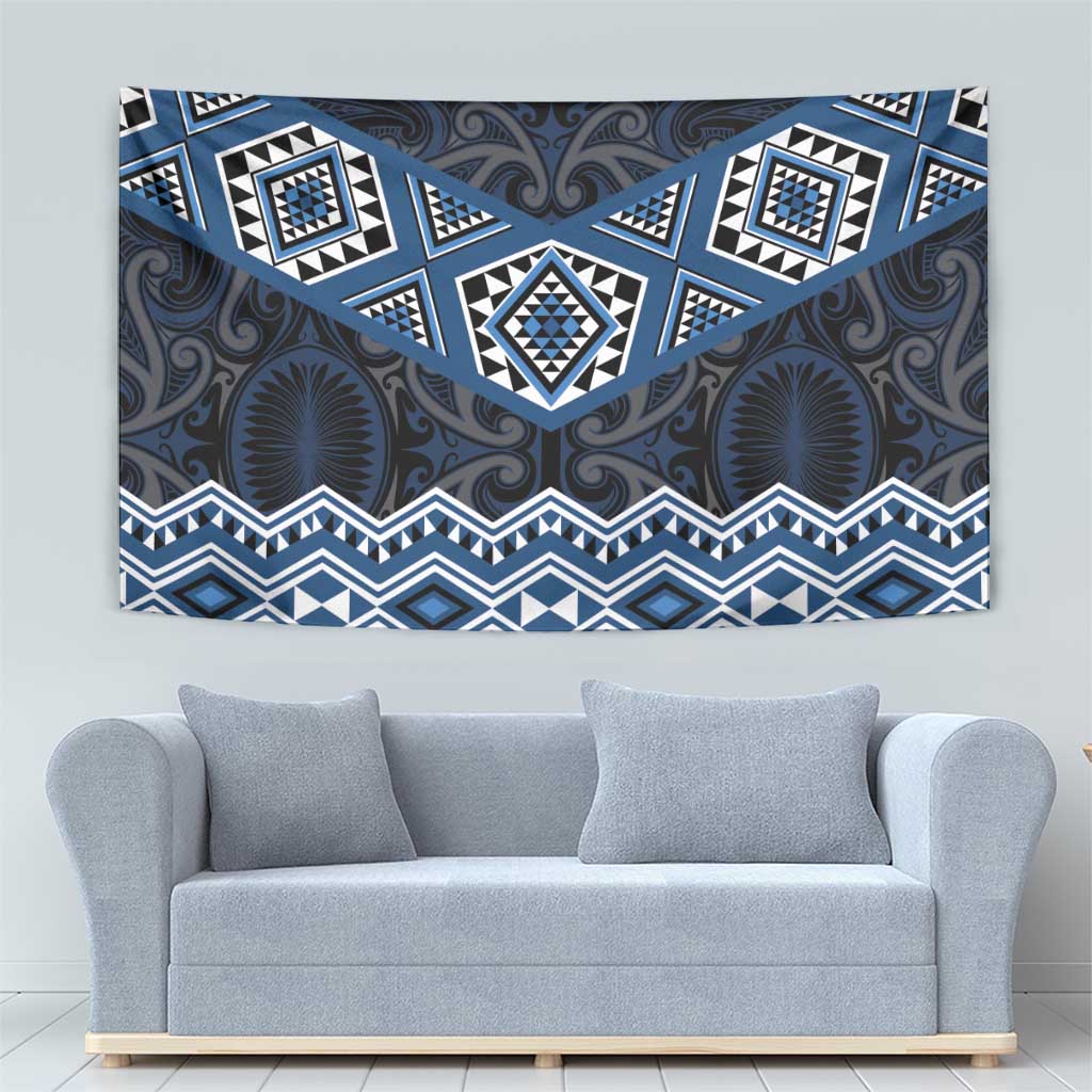 New Zealand Aotearoa Tapestry Blue Taniko Art Maori Pattern LT05 - Polynesian Pride