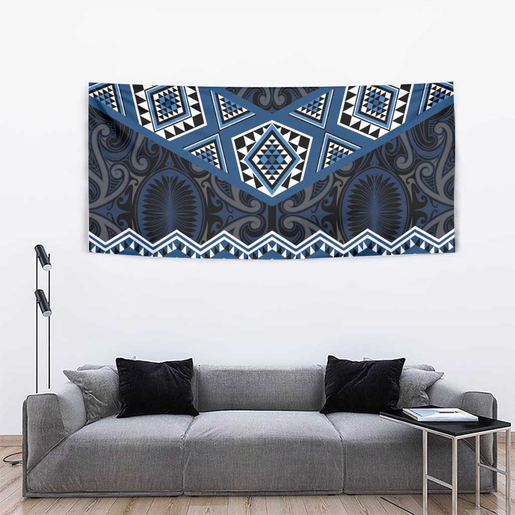 New Zealand Aotearoa Tapestry Blue Taniko Art Maori Pattern LT05 - Polynesian Pride
