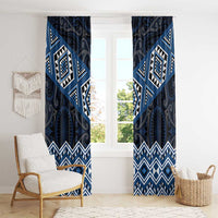 New Zealand Aotearoa Window Curtain Blue Taniko Art Maori Pattern LT05 - Polynesian Pride