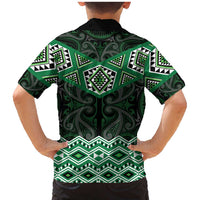 New Zealand Aotearoa Family Matching Mermaid Dress and Hawaiian Shirt Green Taniko Art Maori Pattern LT05 - Polynesian Pride