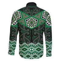 New Zealand Aotearoa Family Matching Mermaid Dress and Hawaiian Shirt Green Taniko Art Maori Pattern LT05 - Polynesian Pride