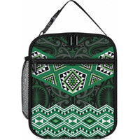 New Zealand Aotearoa Lunch Bag Green Taniko Art Maori Pattern LT05 10.2 × 8.3 × 4.3 inch Green - Polynesian Pride
