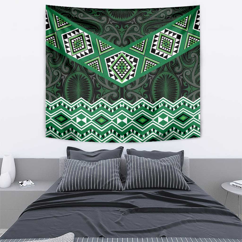 New Zealand Aotearoa Tapestry Green Taniko Art Maori Pattern LT05 - Polynesian Pride