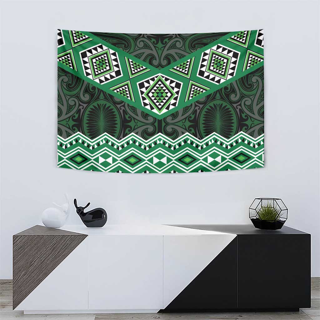 New Zealand Aotearoa Tapestry Green Taniko Art Maori Pattern LT05 - Polynesian Pride