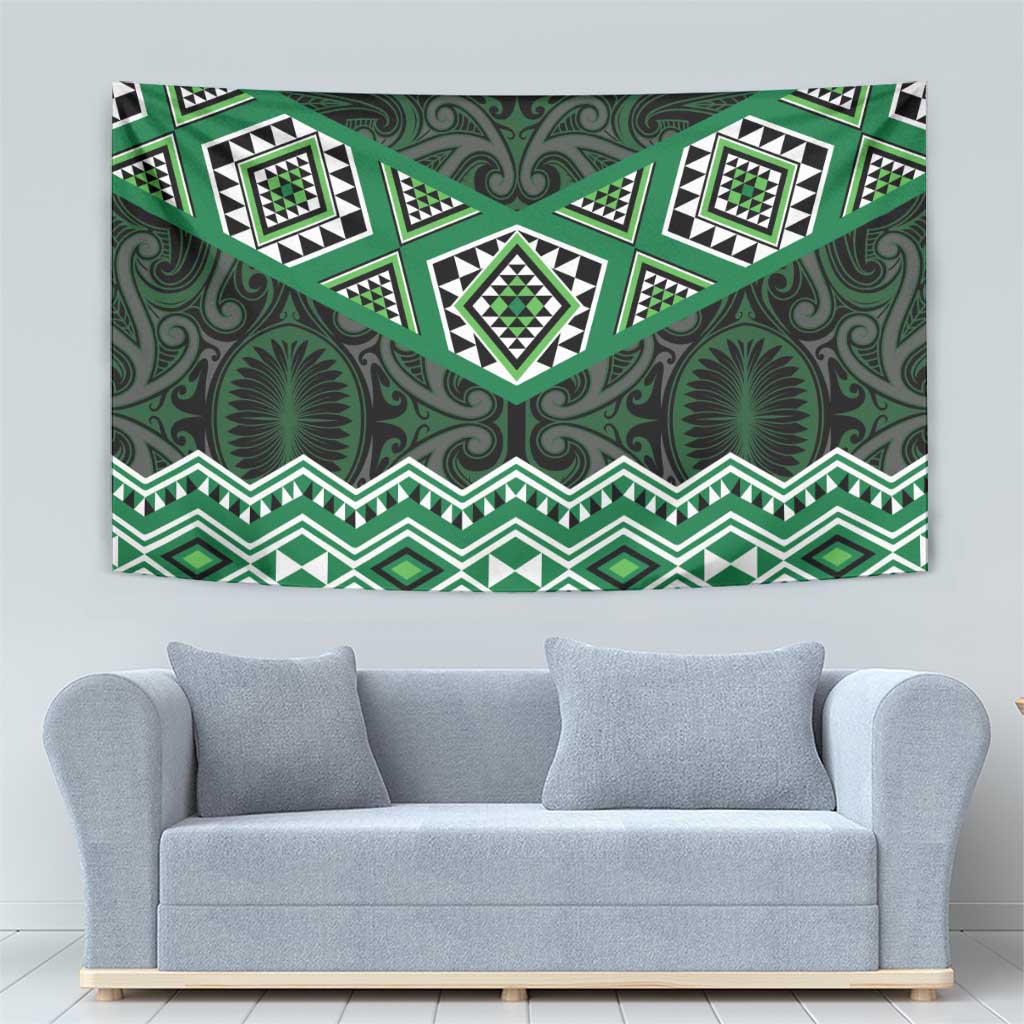 New Zealand Aotearoa Tapestry Green Taniko Art Maori Pattern LT05 - Polynesian Pride
