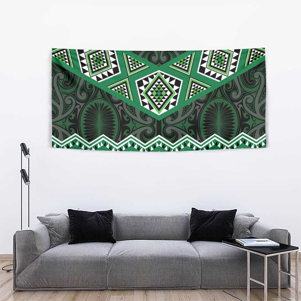 New Zealand Aotearoa Tapestry Green Taniko Art Maori Pattern LT05 - Polynesian Pride