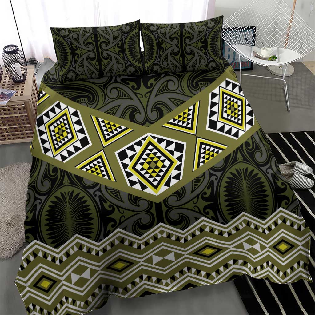 New Zealand Aotearoa Bedding Set Yellow Taniko Art Maori Pattern LT05 - Polynesian Pride