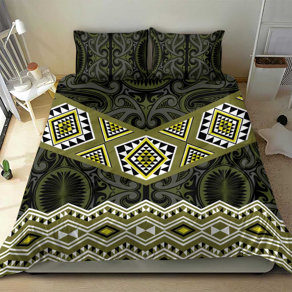 New Zealand Aotearoa Bedding Set Yellow Taniko Art Maori Pattern LT05 - Polynesian Pride