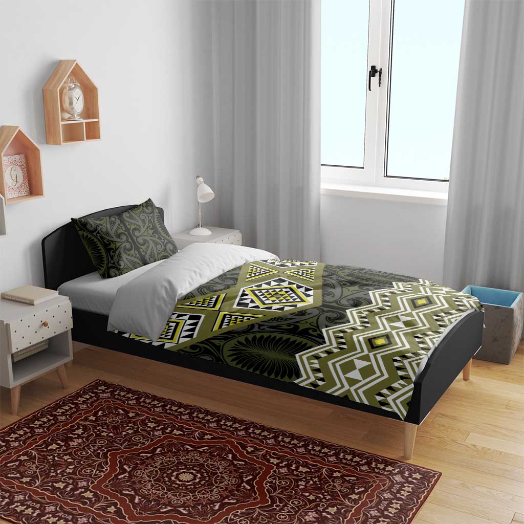 New Zealand Aotearoa Bedding Set Yellow Taniko Art Maori Pattern LT05 - Polynesian Pride