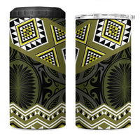 New Zealand Aotearoa 4 in 1 Can Cooler Tumbler Yellow Taniko Art Maori Pattern LT05 One Size: 16 oz Yellow - Polynesian Pride