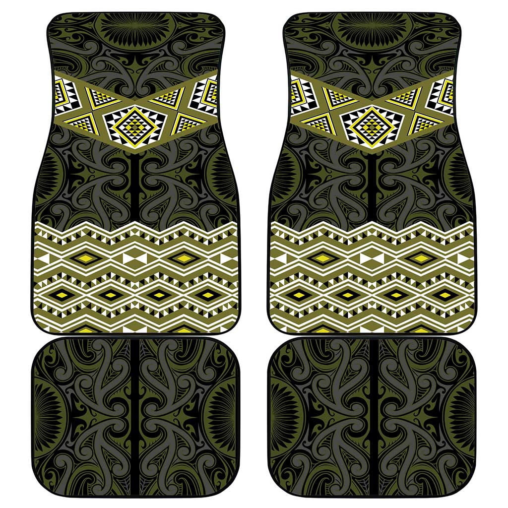 New Zealand Aotearoa Car Mats Yellow Taniko Art Maori Pattern