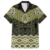 New Zealand Aotearoa Family Matching Long Sleeve Bodycon Dress and Hawaiian Shirt Yellow Taniko Art Maori Pattern LT05 Dad's Shirt - Short Sleeve Yellow - Polynesian Pride