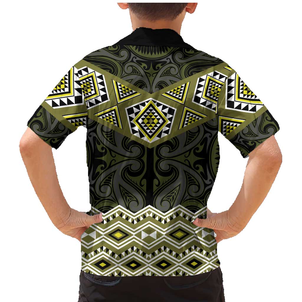 New Zealand Aotearoa Family Matching Mermaid Dress and Hawaiian Shirt Yellow Taniko Art Maori Pattern LT05 - Polynesian Pride