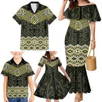 New Zealand Aotearoa Family Matching Mermaid Dress and Hawaiian Shirt Yellow Taniko Art Maori Pattern LT05 - Polynesian Pride