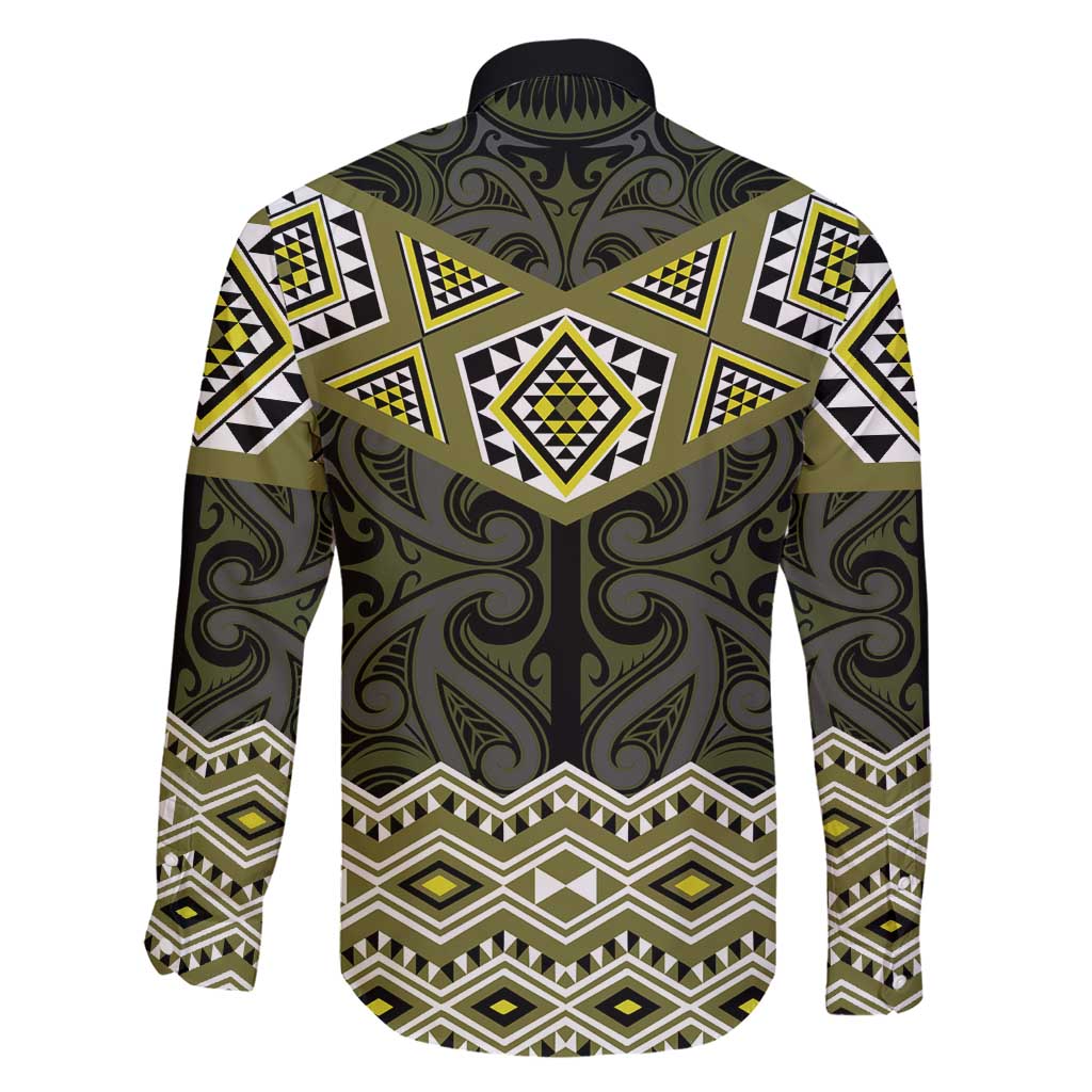 New Zealand Aotearoa Family Matching Short Sleeve Bodycon Dress and Hawaiian Shirt Yellow Taniko Art Maori Pattern LT05 - Polynesian Pride