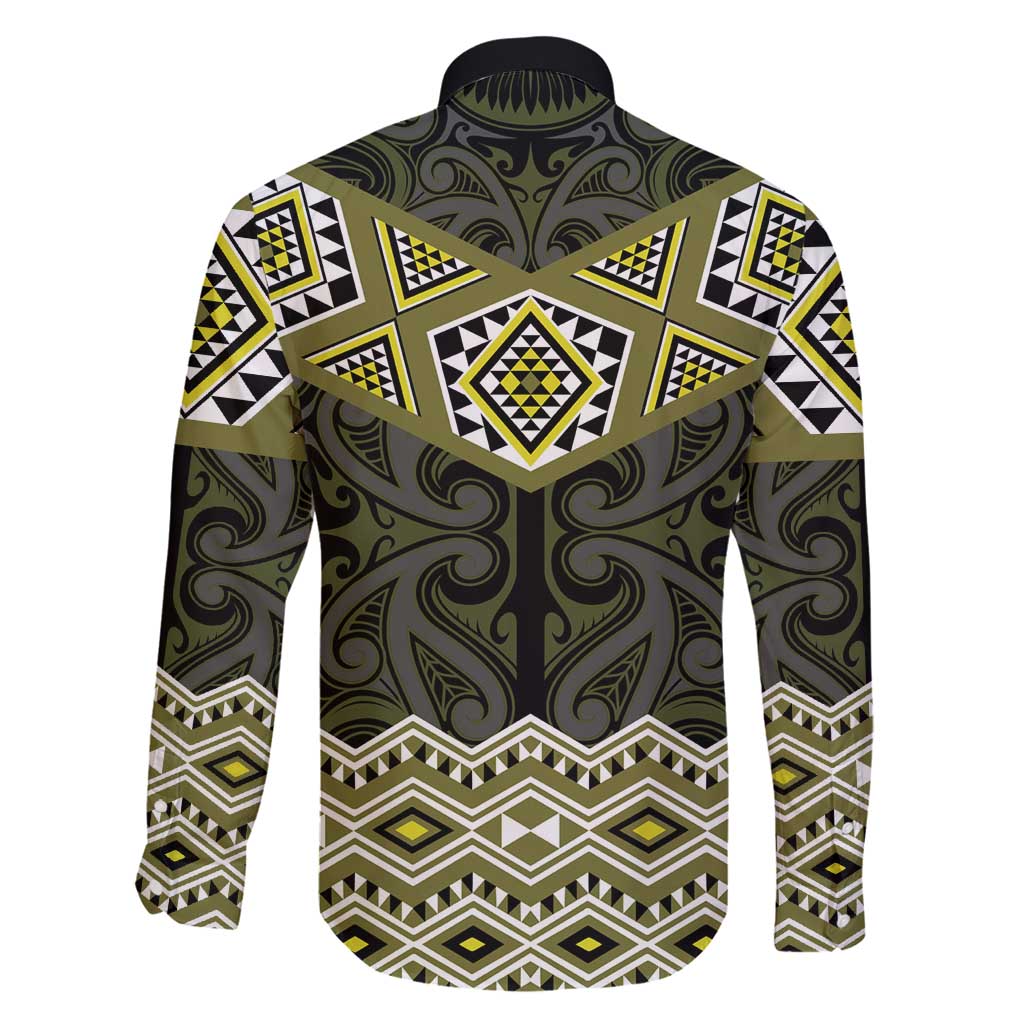 New Zealand Aotearoa Family Matching Summer Maxi Dress and Hawaiian Shirt Yellow Taniko Art Maori Pattern LT05 - Polynesian Pride