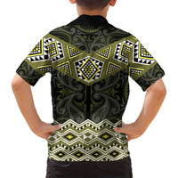 New Zealand Aotearoa Family Matching Tank Maxi Dress and Hawaiian Shirt Yellow Taniko Art Maori Pattern LT05 - Polynesian Pride