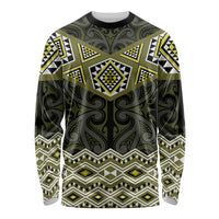 New Zealand Aotearoa Long Sleeve Shirt Yellow Taniko Art Maori Pattern LT05 Unisex Yellow - Polynesian Pride