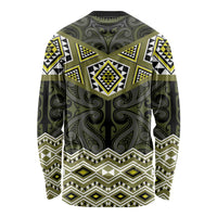 New Zealand Aotearoa Long Sleeve Shirt Yellow Taniko Art Maori Pattern LT05 - Polynesian Pride