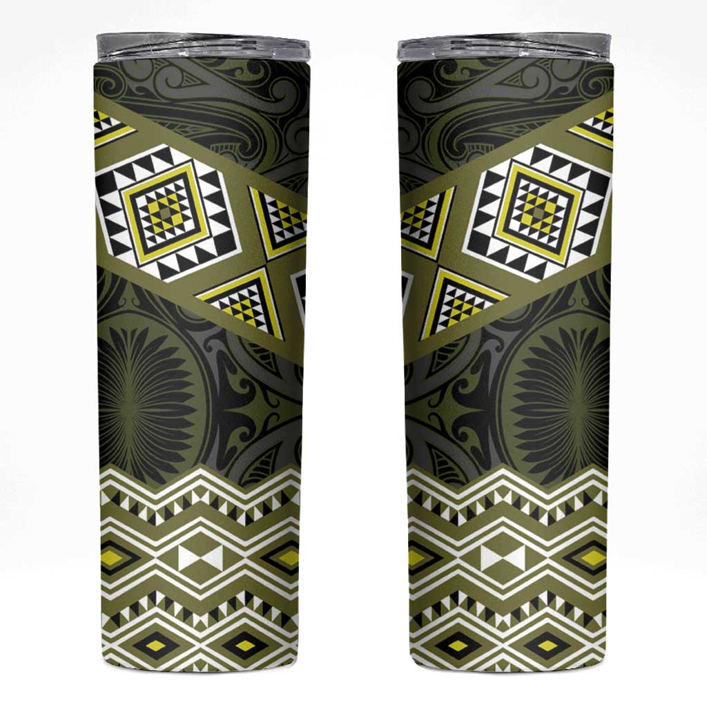 New Zealand Aotearoa Skinny Tumbler Yellow Taniko Art Maori Pattern LT05 Yellow - Polynesian Pride