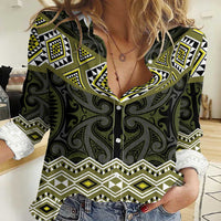 New Zealand Aotearoa Women Casual Shirt Yellow Taniko Art Maori Pattern LT05 Female Yellow - Polynesian Pride