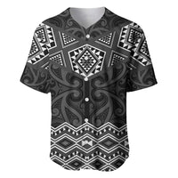 New Zealand Aotearoa Baseball Jersey Black Taniko Art Maori Pattern LT05 Black - Polynesian Pride