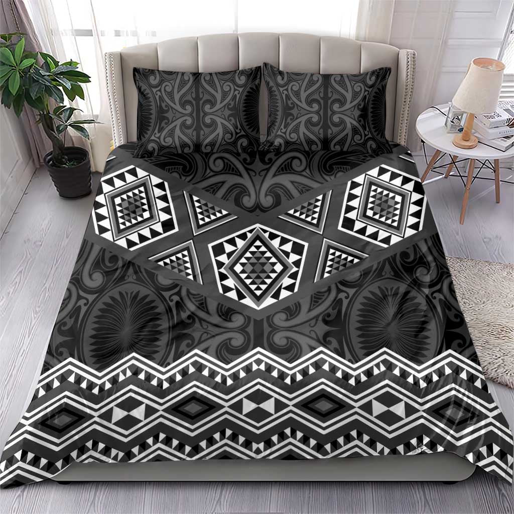 New Zealand Aotearoa Bedding Set Black Taniko Art Maori Pattern LT05 - Polynesian Pride
