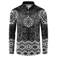 New Zealand Aotearoa Button Sweatshirt Black Taniko Art Maori Pattern