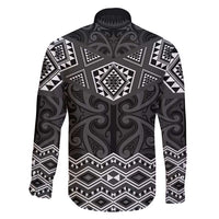 New Zealand Aotearoa Family Matching Long Sleeve Bodycon Dress and Hawaiian Shirt Black Taniko Art Maori Pattern LT05 - Polynesian Pride