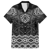 New Zealand Aotearoa Family Matching Off Shoulder Maxi Dress and Hawaiian Shirt Black Taniko Art Maori Pattern