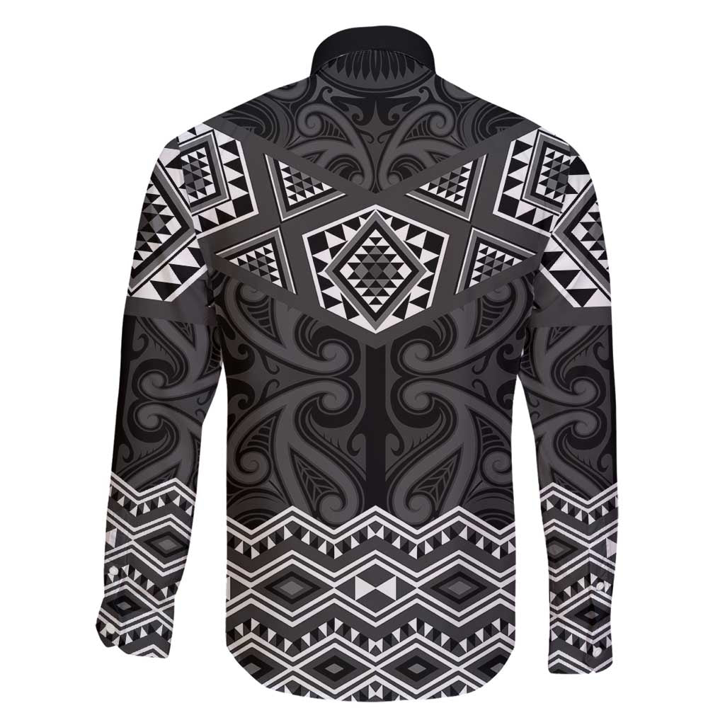 New Zealand Aotearoa Family Matching Off Shoulder Maxi Dress and Hawaiian Shirt Black Taniko Art Maori Pattern