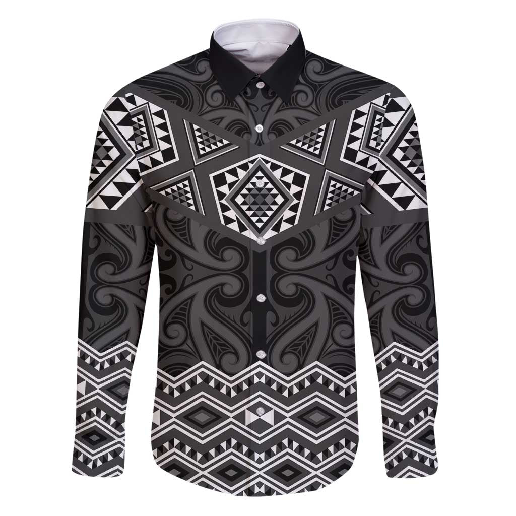 New Zealand Aotearoa Family Matching Puletasi and Hawaiian Shirt Black Taniko Art Maori Pattern