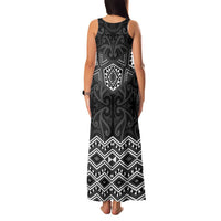 New Zealand Aotearoa Family Matching Tank Maxi Dress and Hawaiian Shirt Black Taniko Art Maori Pattern LT05 - Polynesian Pride