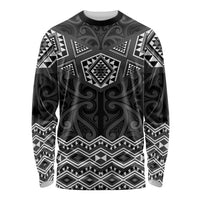 New Zealand Aotearoa Long Sleeve Shirt Black Taniko Art Maori Pattern