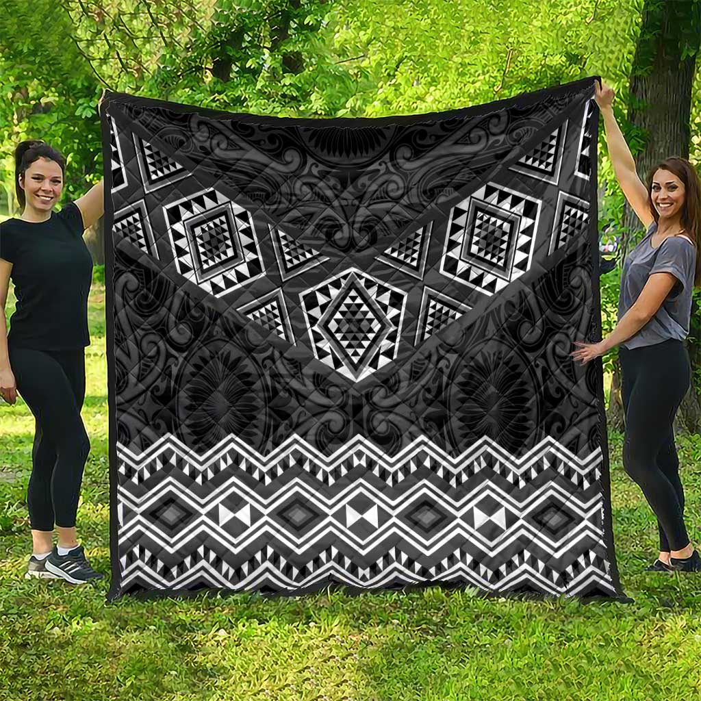 New Zealand Aotearoa Quilt Black Taniko Art Maori Pattern LT05 - Polynesian Pride