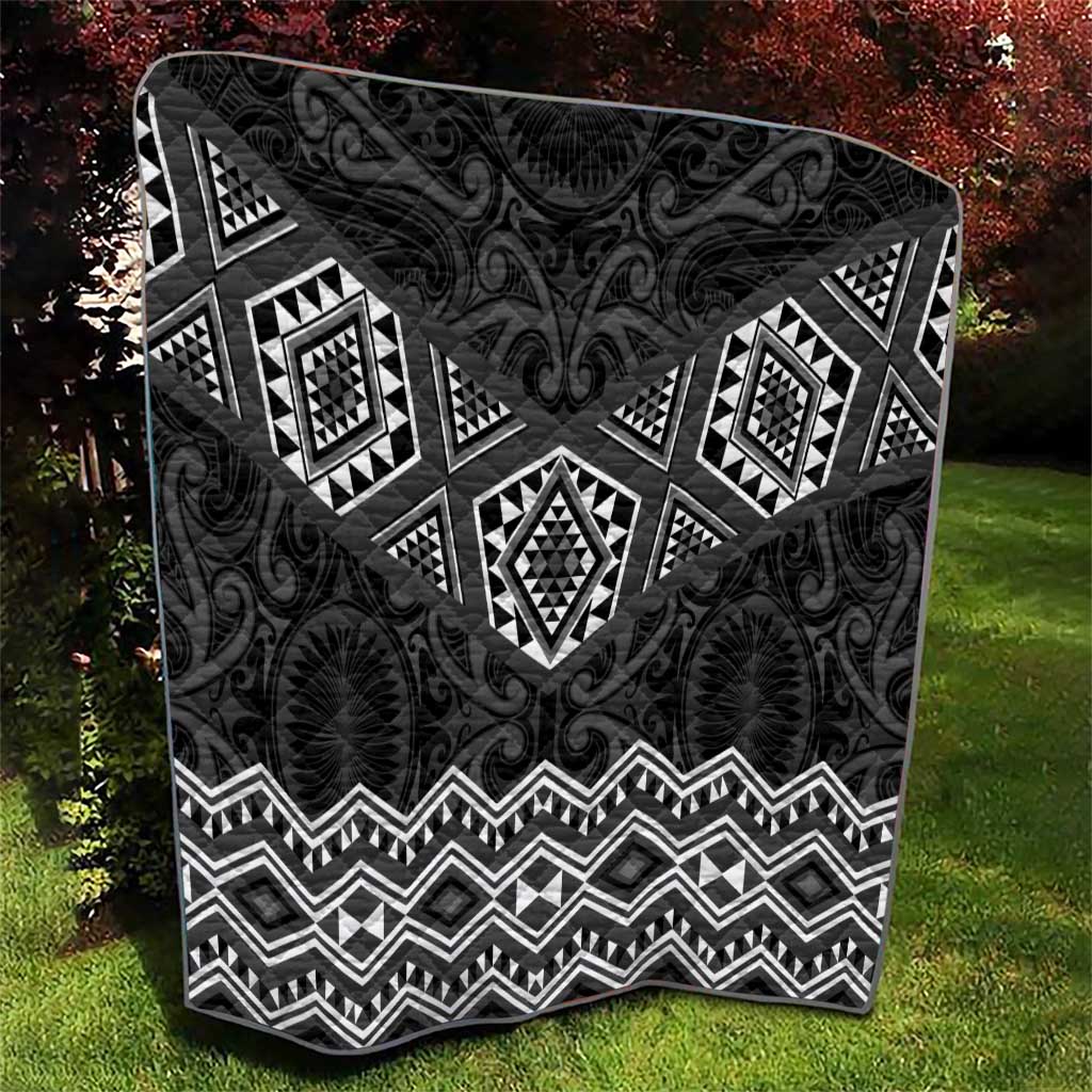 New Zealand Aotearoa Quilt Black Taniko Art Maori Pattern LT05 - Polynesian Pride