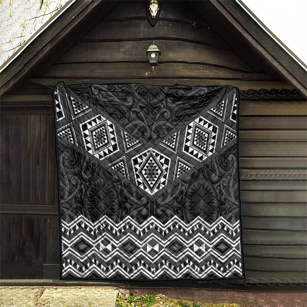 New Zealand Aotearoa Quilt Black Taniko Art Maori Pattern LT05 - Polynesian Pride