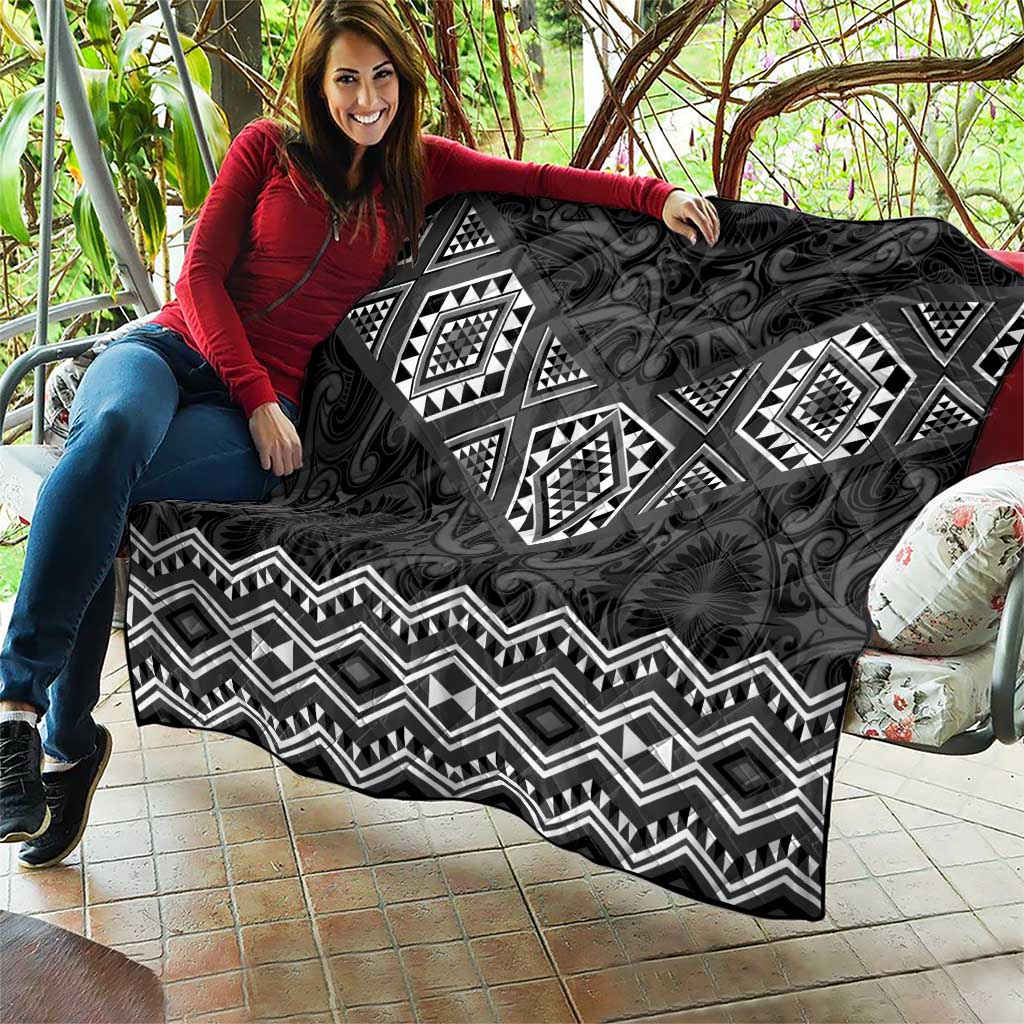 New Zealand Aotearoa Quilt Black Taniko Art Maori Pattern LT05 - Polynesian Pride