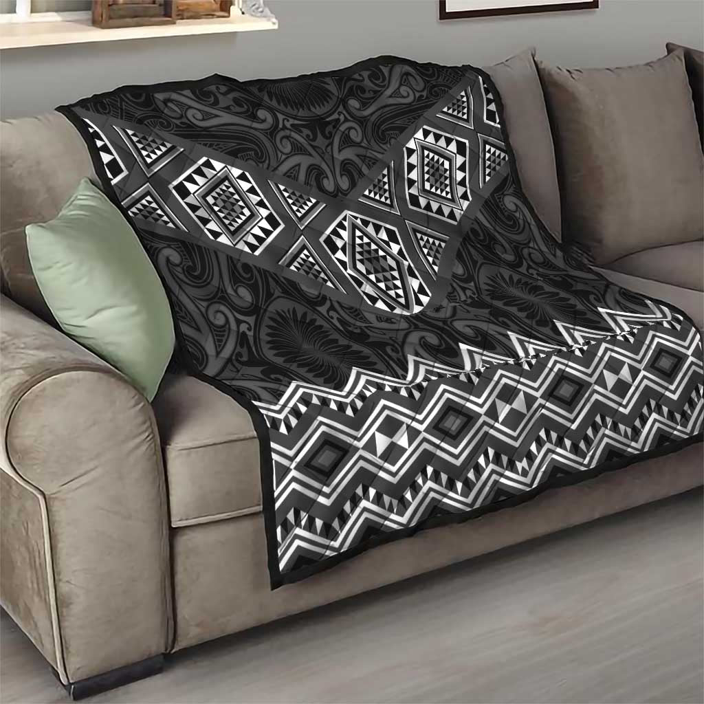 New Zealand Aotearoa Quilt Black Taniko Art Maori Pattern LT05 - Polynesian Pride