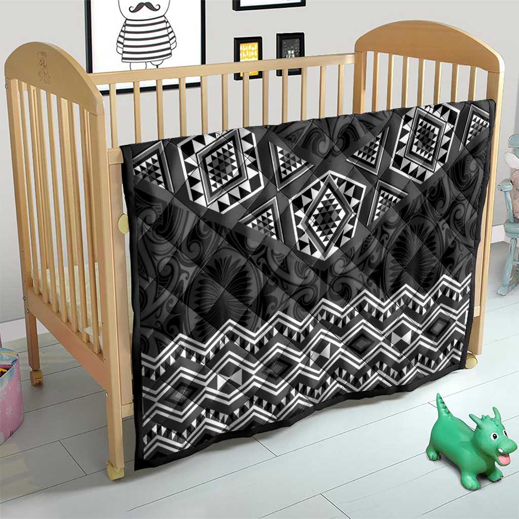 New Zealand Aotearoa Quilt Black Taniko Art Maori Pattern LT05 - Polynesian Pride