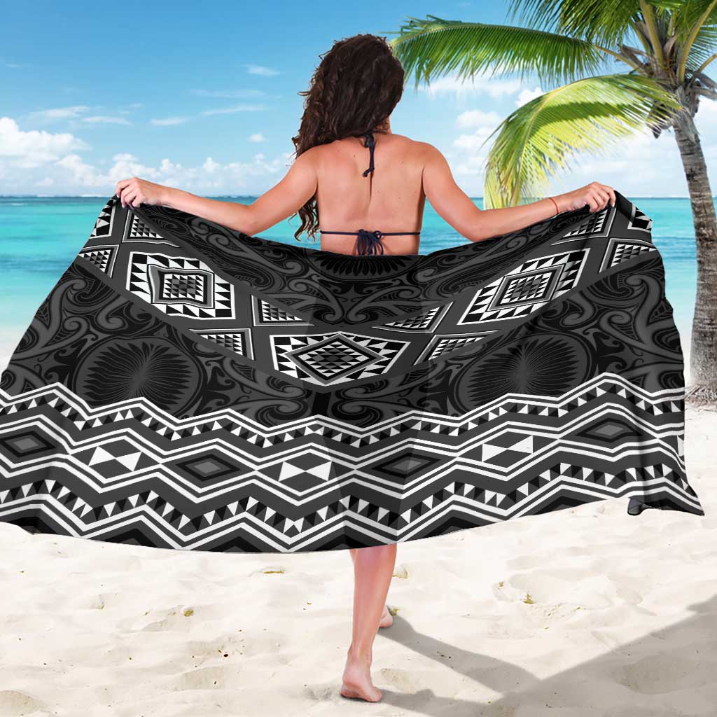 New Zealand Aotearoa Sarong Black Taniko Art Maori Pattern LT05 - Polynesian Pride