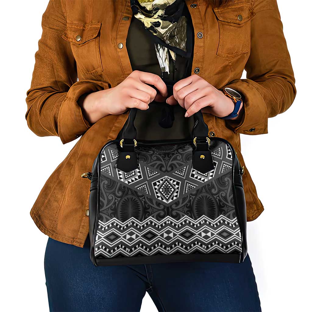 New Zealand Aotearoa Shoulder Handbag Black Taniko Art Maori Pattern LT05 - Polynesian Pride