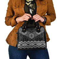 New Zealand Aotearoa Shoulder Handbag Black Taniko Art Maori Pattern LT05 - Polynesian Pride