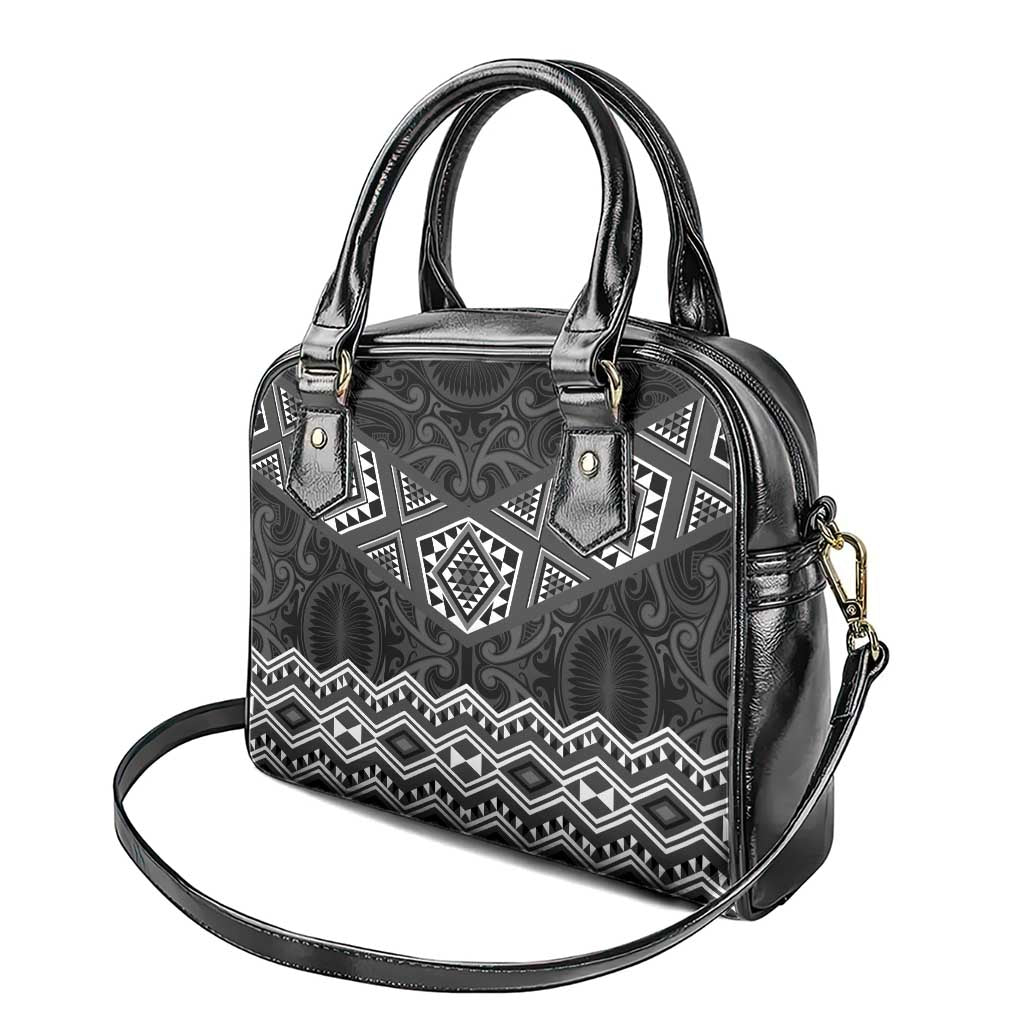 New Zealand Aotearoa Shoulder Handbag Black Taniko Art Maori Pattern LT05 - Polynesian Pride