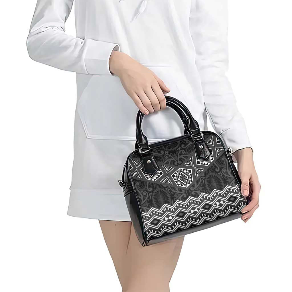 New Zealand Aotearoa Shoulder Handbag Black Taniko Art Maori Pattern LT05 - Polynesian Pride