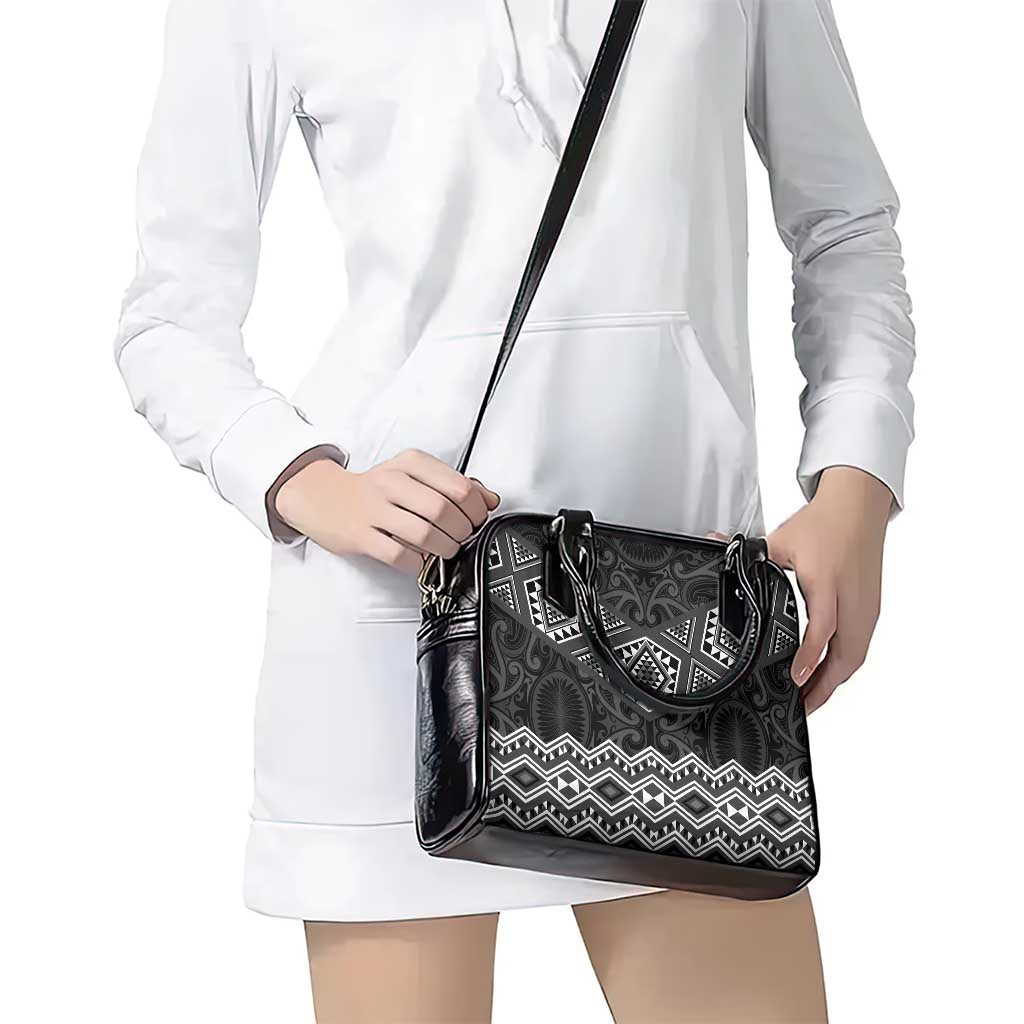 New Zealand Aotearoa Shoulder Handbag Black Taniko Art Maori Pattern LT05 - Polynesian Pride